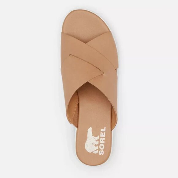 Sorel Platform Sandals Tan/White Leather Cameron Flatform Wedge Size 10.5 NWT - Picture 4 of 16